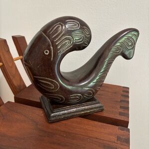 Abstract Ceramic Fish Sculpture Made In India Stylized Mid‎ Century Modern